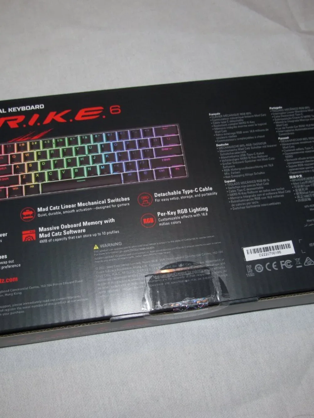 Mad Catz 60% RGB Gaming Mechanical Keyboard S.T.R.I.K.E. 6 Black NEW SEALED